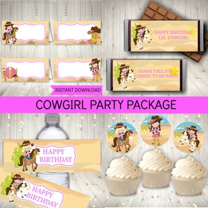 Cowgirl Party Package, Cowgirl Birthday Decoration, Printable Instant Download