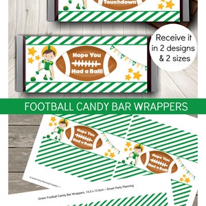 Football Party Candy Bar Wrappers, Football Birthday Party Favors, Décorations de fête imprimables, Téléchargement immédiat image 3