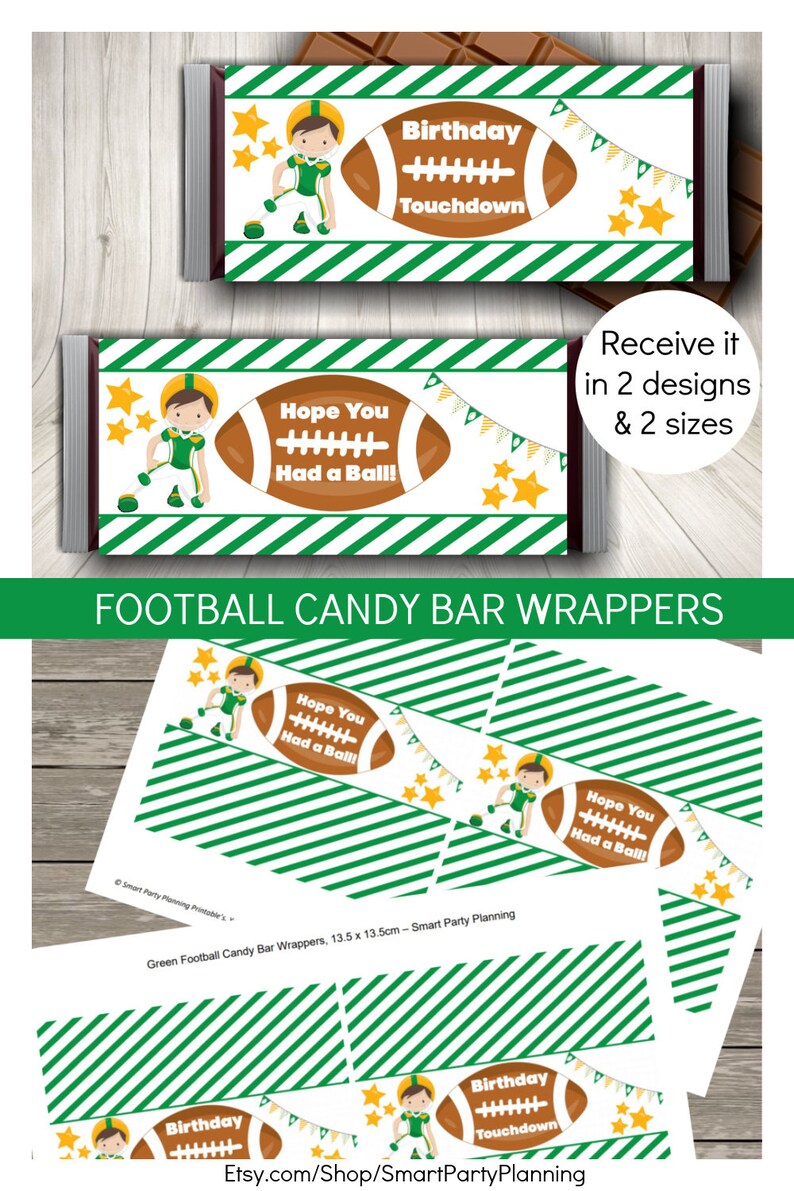 Football Party Candy Bar Wrappers, Football Birthday Party Favors, Décorations de fête imprimables, Téléchargement immédiat image 3