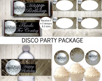 Disco Birthday Party Printables: Cupcake Toppers, Labels (PDF Download)