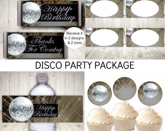 Disco Party Printable Set, Birthday Party Package, Instant Download, Party Printables