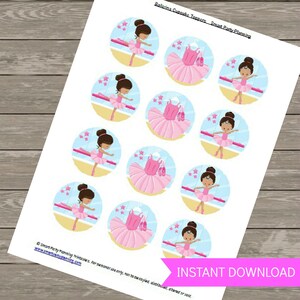 Ballerina Birthday Party Cupcake Toppers Printable Cupcake - Etsy Australia