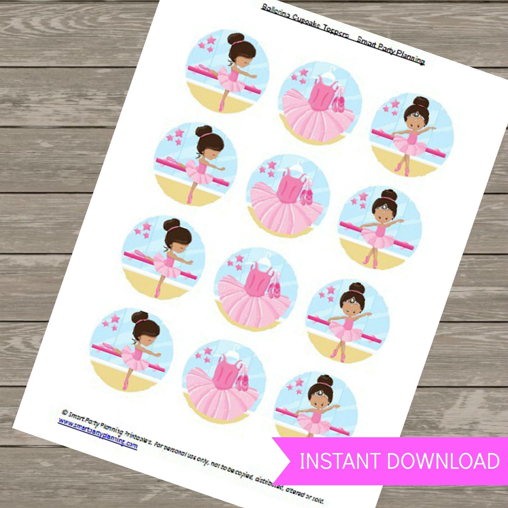Ballerina Birthday Party Cupcake Toppers Printable Cupcake - Etsy