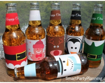 Christmas Beer Labels: 6 Character Designs - Instant Digital Download