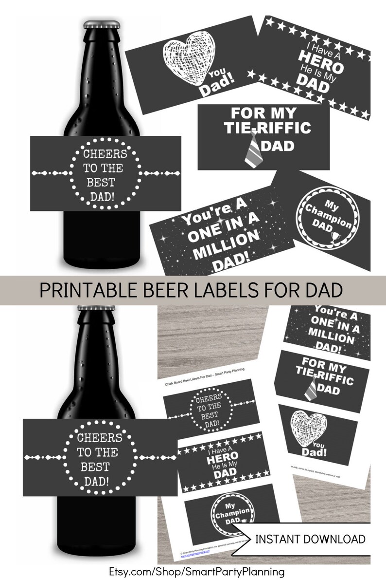 Beer Labels For Dad, Chalk Board Design, Birthday Gift, Father's Day Gift, Instant Download Printable PDF Files image 5