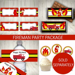 Fireman Party Food Labels, Printable Instant Download image 4