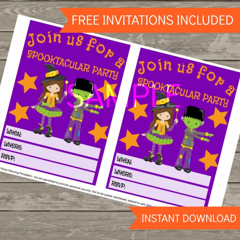 Halloween Party Printable Set, Halloween Decorations, Printable PDF Instant Download image 7