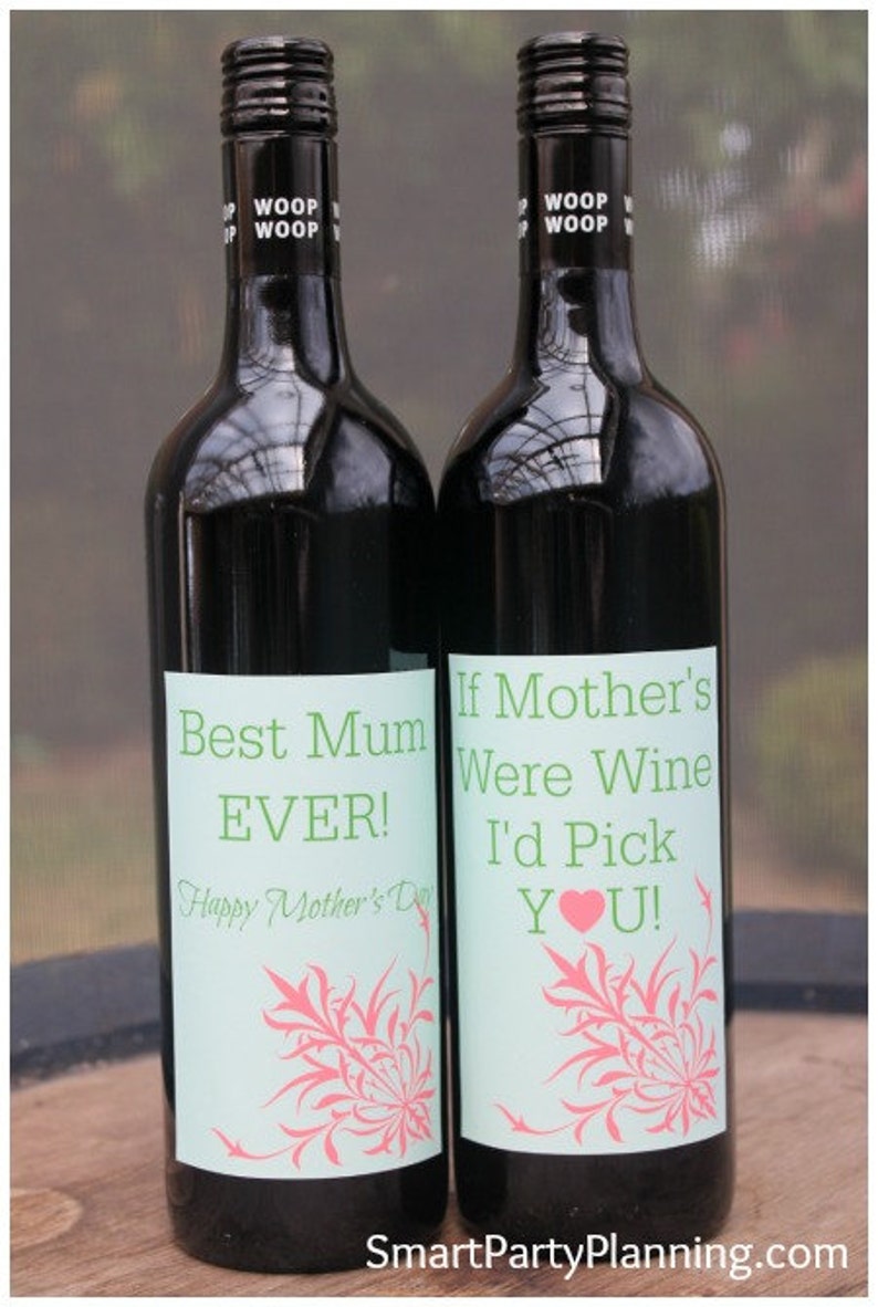 Mother's Day Wine Bottle Labels Smart Party Planning | Etsy