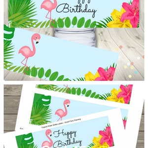 Flamingo Party Water Bottle Labels - Etsy