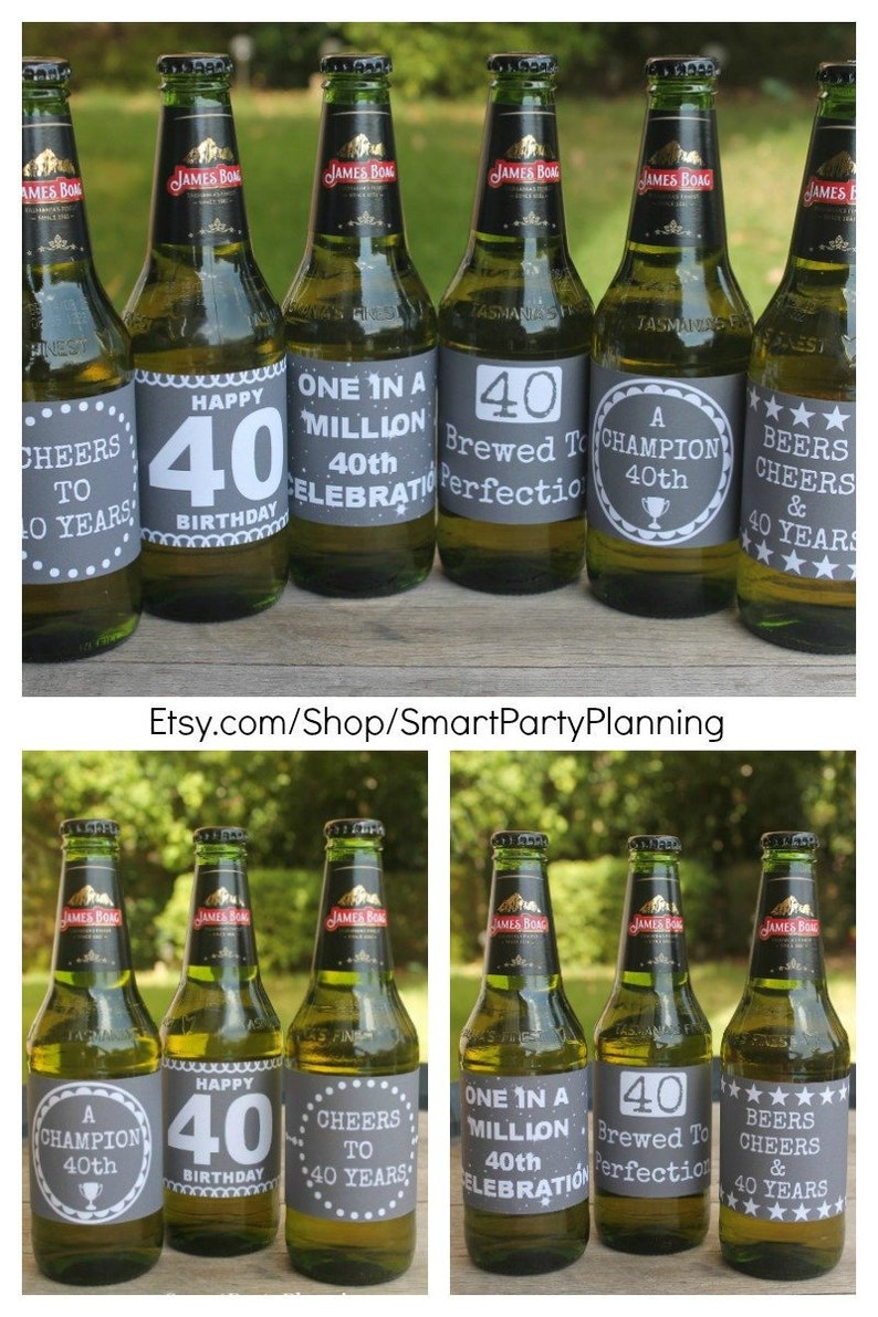 40th Birthday Chalkboard Printable Beer Labels photograph regarding Printable Beer Labels identify 40th Birthday Chalkboard Printable Beer Labels