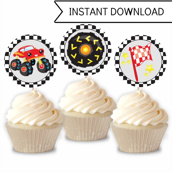 Monster Truck Cupcake Toppers, Monster Truck Birthday, Boys Party