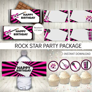 Rock Star Party Printables Set, Instant Download Party Decorations