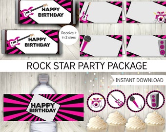 Rock Star Party Printables Set, Instant Download Party Decorations