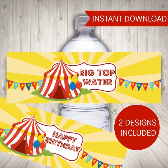 Circus Birthday Water Bottle Labels Printable Labels FREE - Etsy