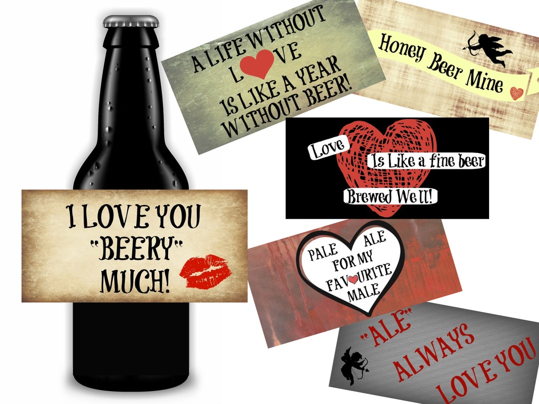 Printable Valentines Day Beer Labels, Easy Valentine's Day Gift for Him ...