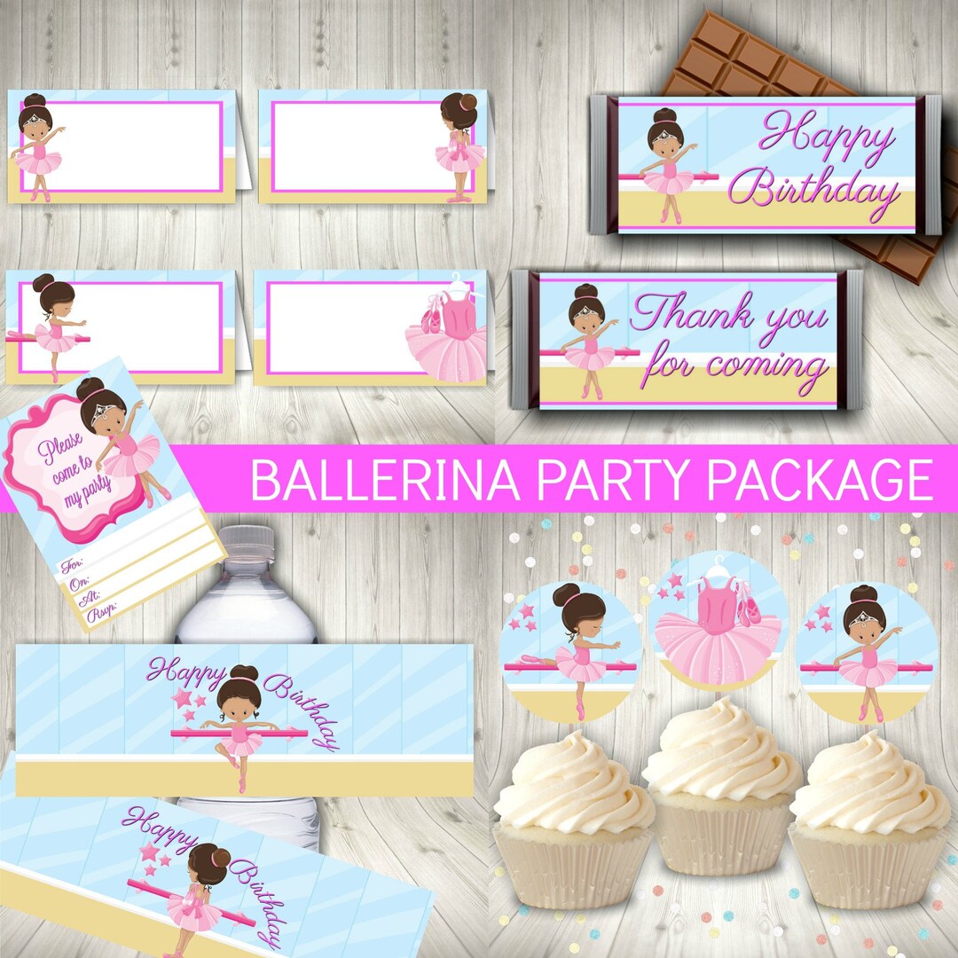 Ballerina Party Printable Set, Girls Birthday Party Decor Instant ...