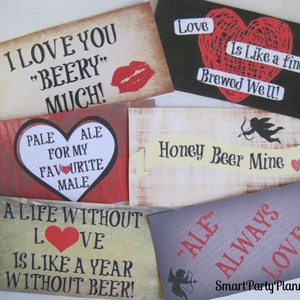 Valentines Day Printable Beer Labels, Beer Gift, Instant Download, Printable PDF Files image 4
