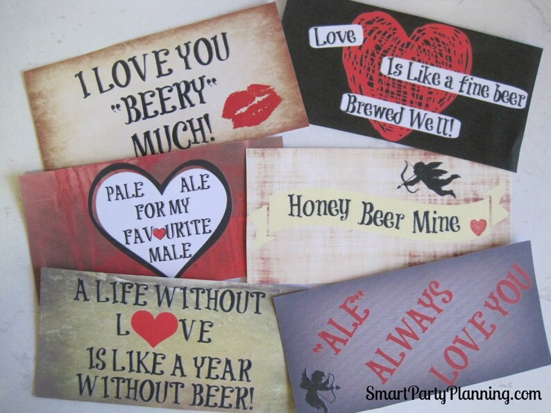 Valentines Day Printable Beer Labels, Beer Gift, Instant Download, Printable PDF Files image 4