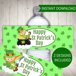 St Patricks Day Water Bottle Labels, Leprechaun Printable Labels