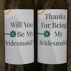 Grey bridesmaid wine label / Will you be my bridesmaid image 3