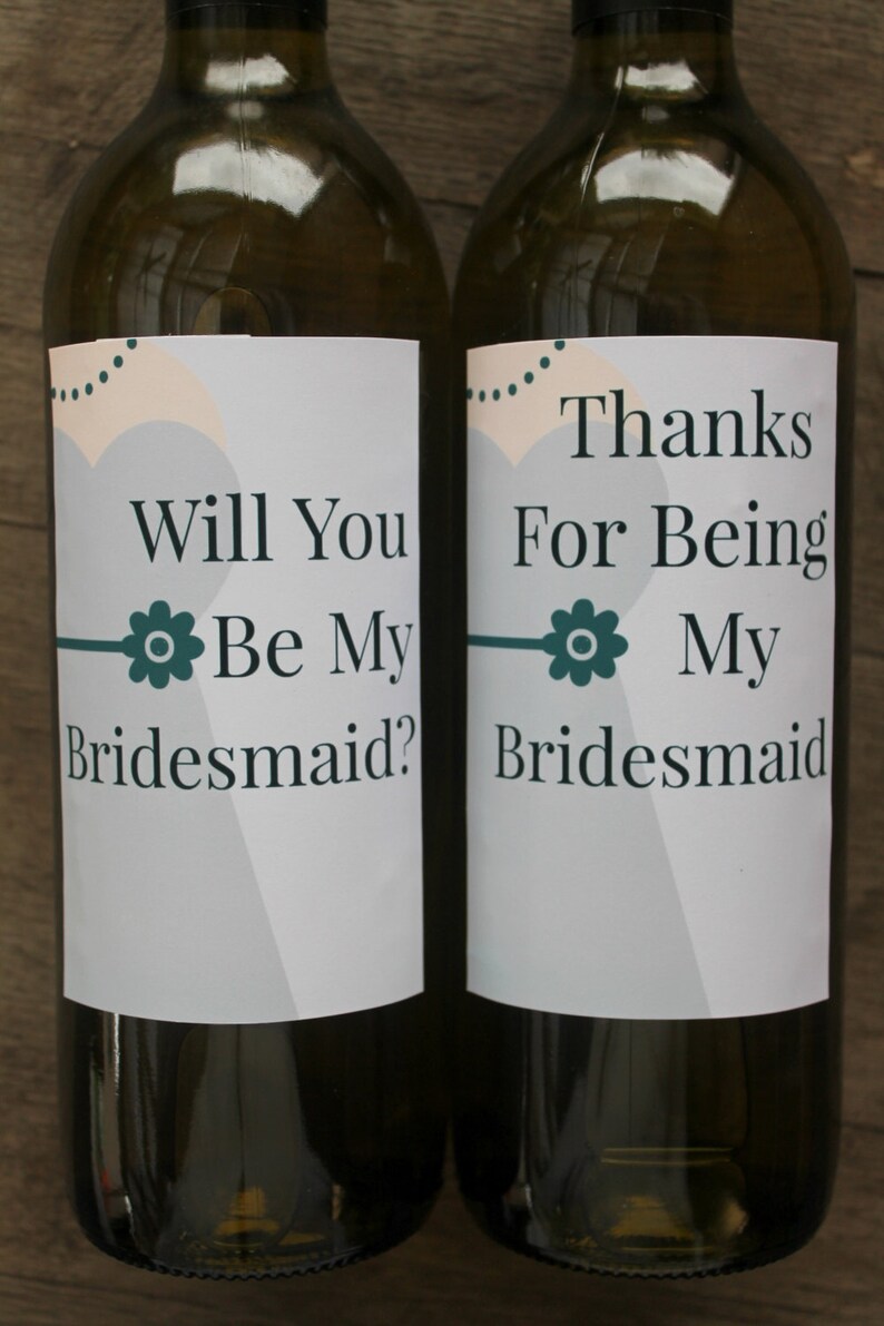 Grey bridesmaid wine label / Will you be my bridesmaid image 3
