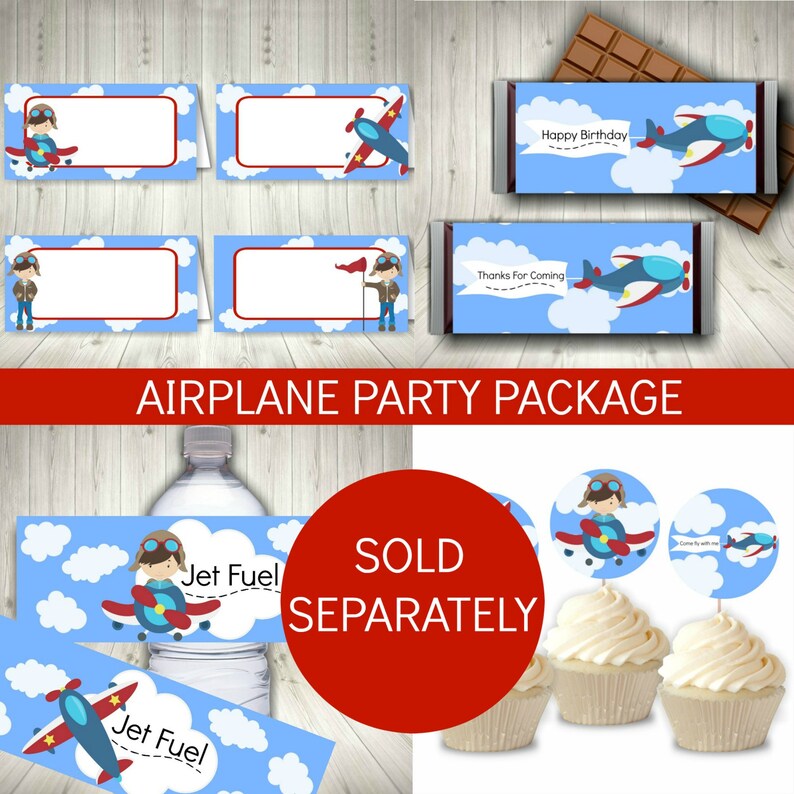 Airplane Party Cupcake Toppers Printable Party Circles FREE Etsy