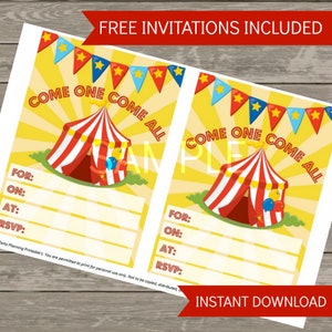 Circus Birthday Food Labels, Circus Party Decorations + Free Circus ...