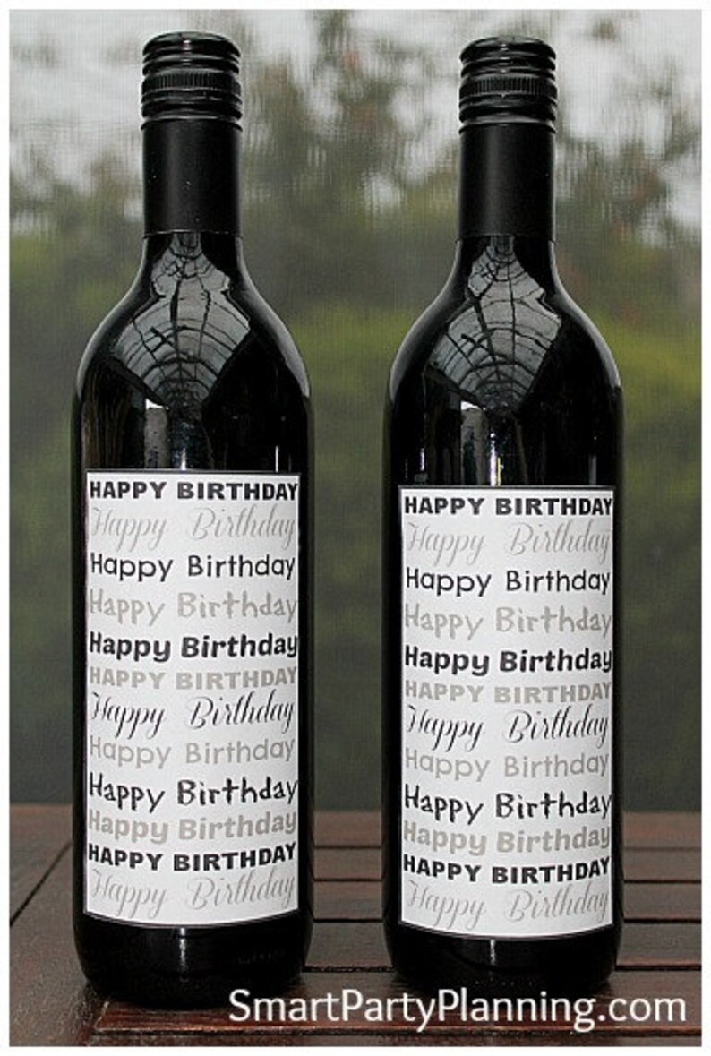 Satisfied Birthday Wine Labels / Printable Wine Label photograph relating to Printable Wine Label named Pleased Birthday Wine Labels / Printable Wine Label
