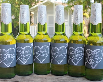 Valentine's Day Beer Labels, Chalkboard Design, Easy Valentines Gift