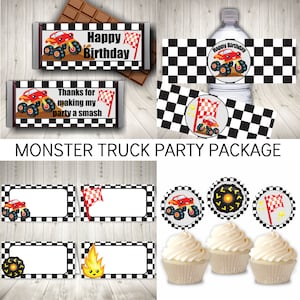Monster Truck Party Printables, Boys Birthday Party Decor, Motor Madness, Printable Instant Digital Download image 1