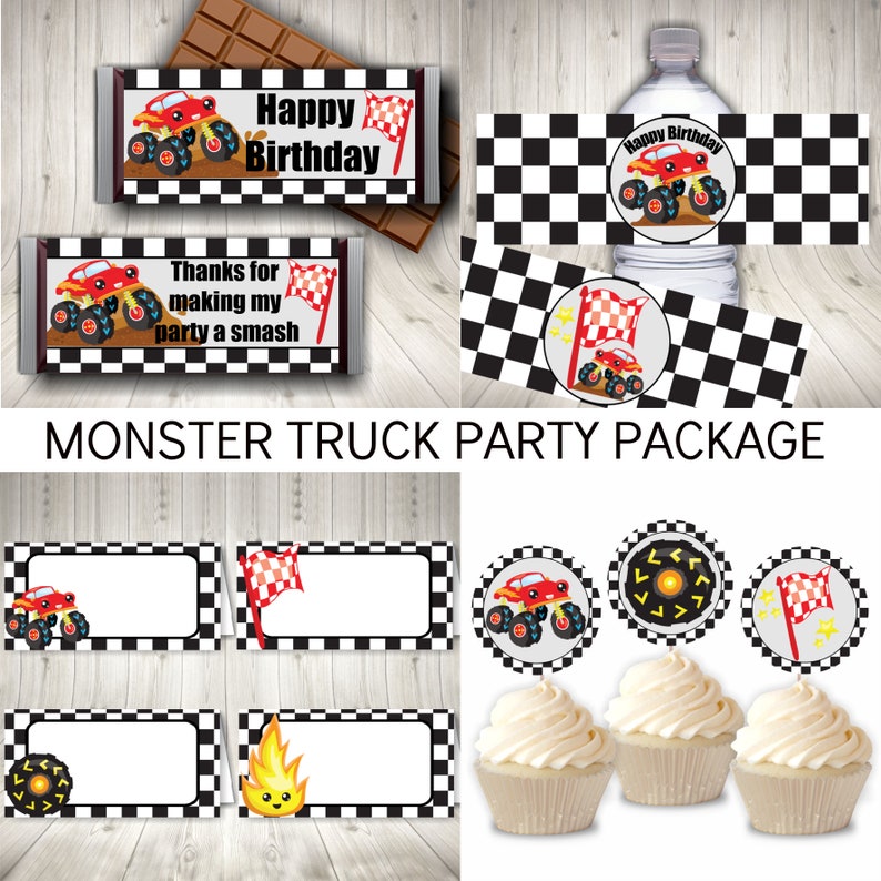 Monster Truck Party Printables, Boys Birthday Party Decor, Motor Madness, Printable Instant Digital Download image 1