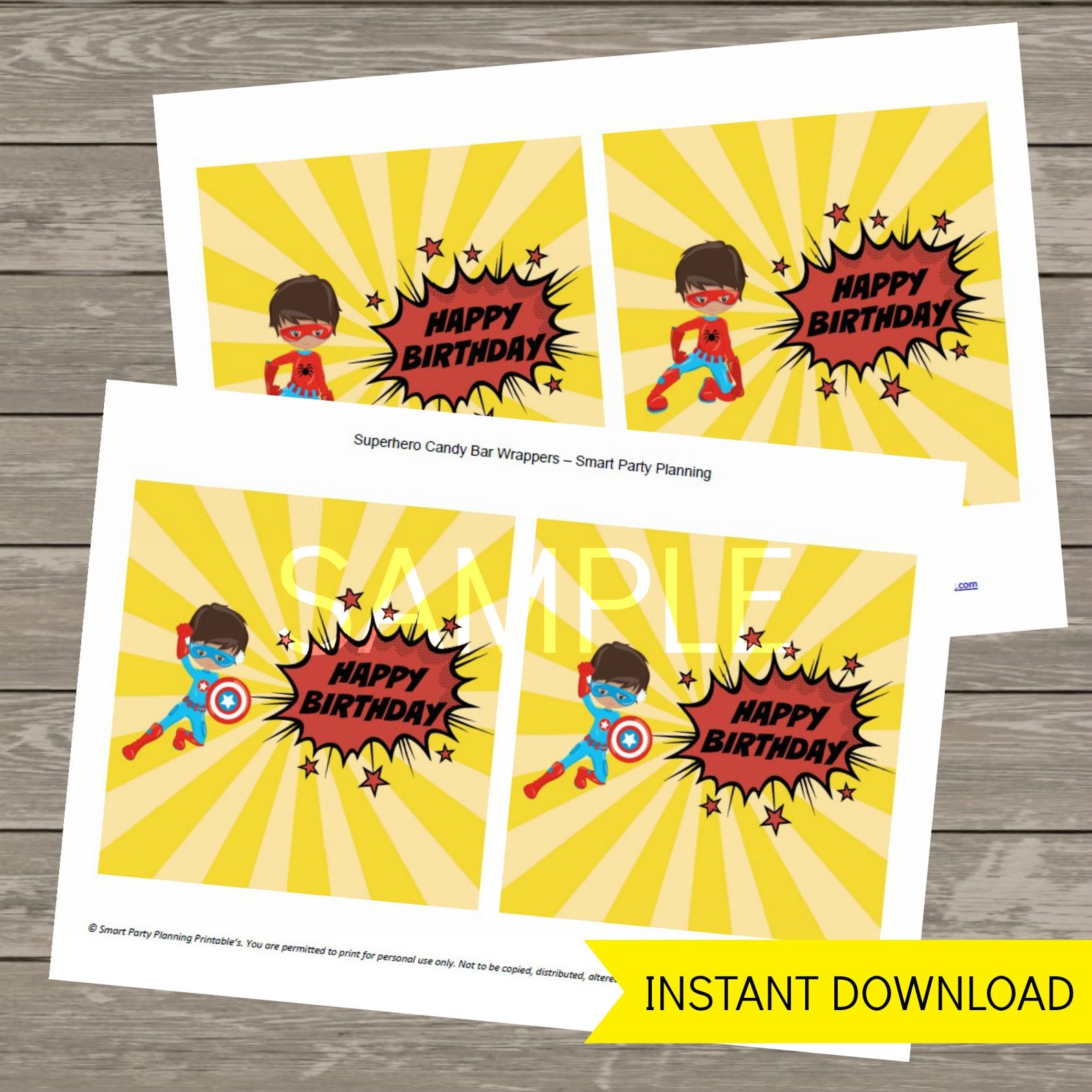 Superhero Candy Bar Wrappers FREE Superhero Invitation - Etsy