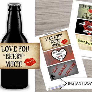 Printable Valentines Day Beer Labels, Easy Valentine's Day Gift for Him ...