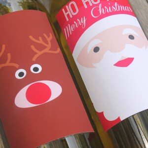 Santa & Rudolf Christmas Wine Labels / Printable Holiday Bottle ...
