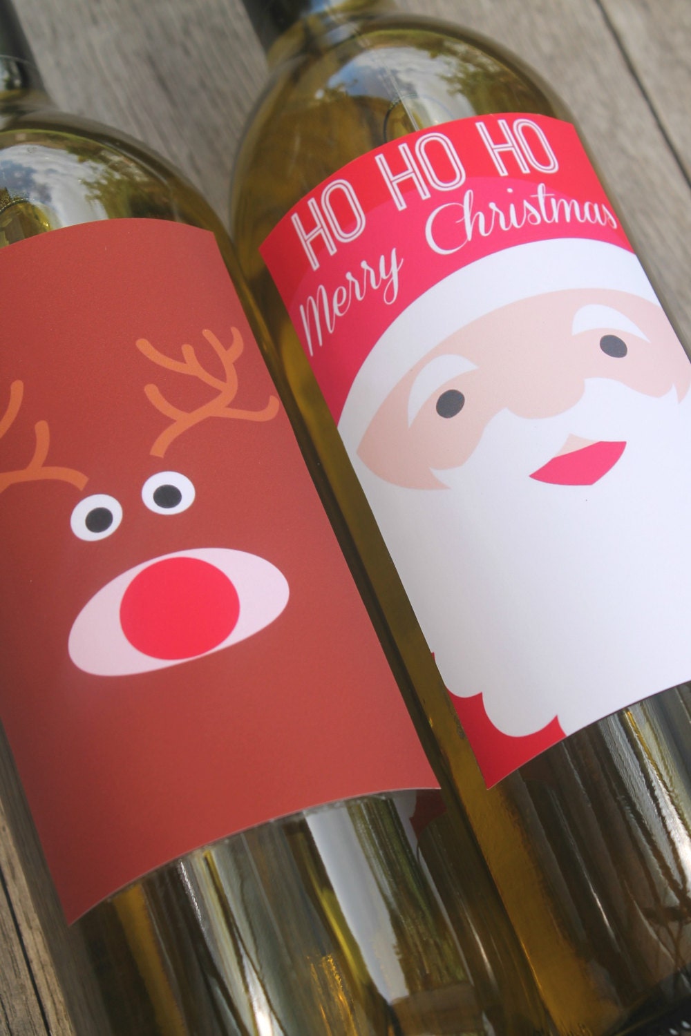 Santa & Rudolf Christmas Wine Labels / Printable Holiday Bottle ...