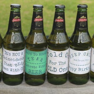 Rustic Birthday Beer Labels, Printable Labels, Gift For Him, Instant Download