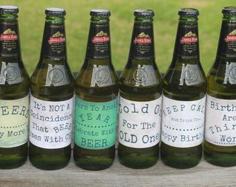 Rustic Birthday Beer Labels, Printable Labels, Gift For Him, Instant Download