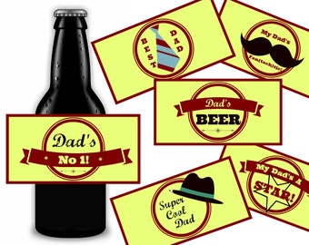 Beer Labels For Dad, Retro Design Gift For Dad, Printable Instant Download