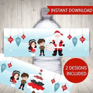 Christmas Water Bottle Labels, Instant Printable Download - Etsy