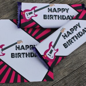 Rock Star Birthday Party Chocolate Bar Wrappers / Girls Party Chocolate Favors