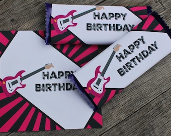 Rock Star Birthday Party Chocolate Bar Wrappers / Girls Party Chocolate Favors