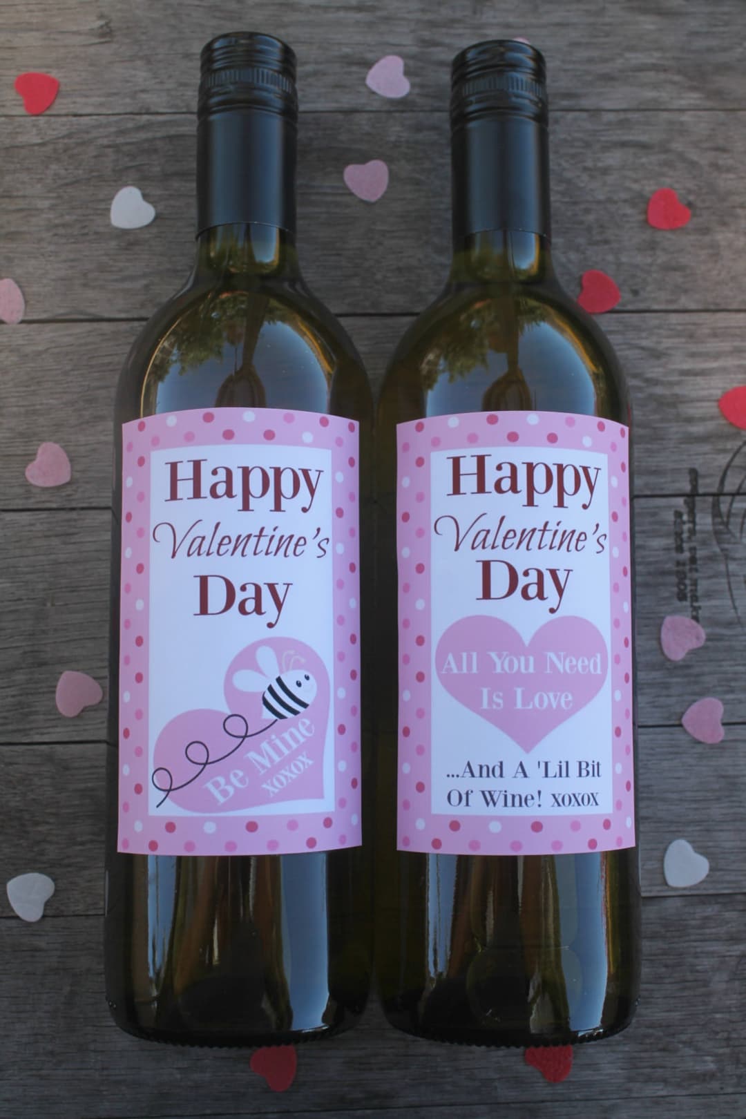Valentine's Day Printable Wine Bottle Labels, Spotty Design, Easy Valentines Gift - Etsy UK