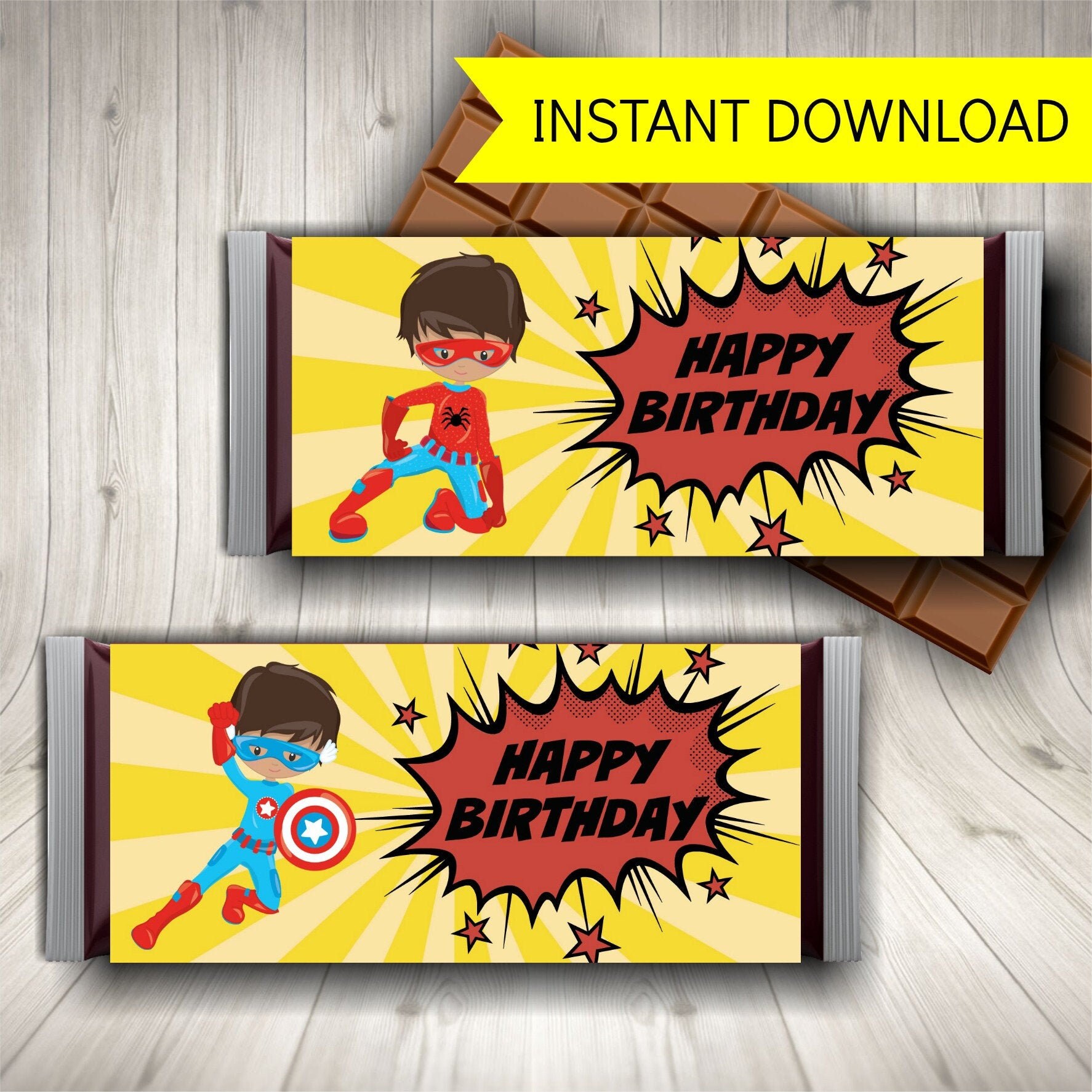 Superhero Candy Bar Wrappers FREE Superhero Invitation | Etsy