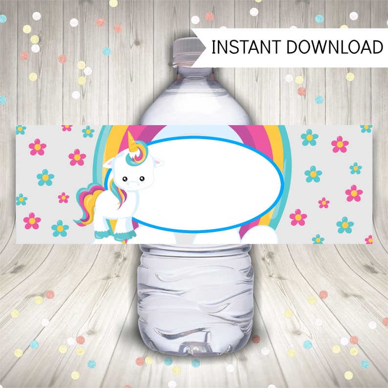unicorn water bottle labels unicorn birthday party printable etsy
