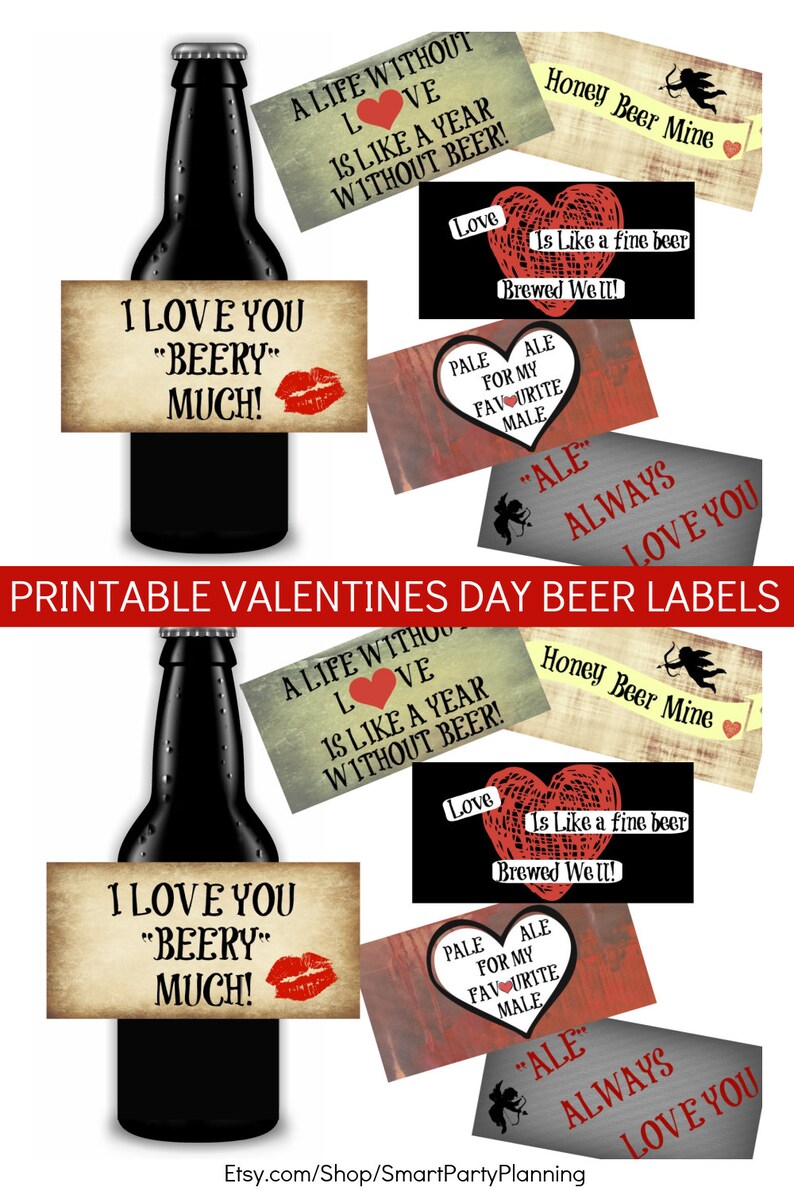 Printable Valentines Day Beer Labels Easy Valentine's Day - Etsy