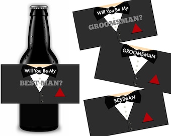 Groomsmen Beer Label, Best Man Gift, Printable Beer Labels, Instant Download