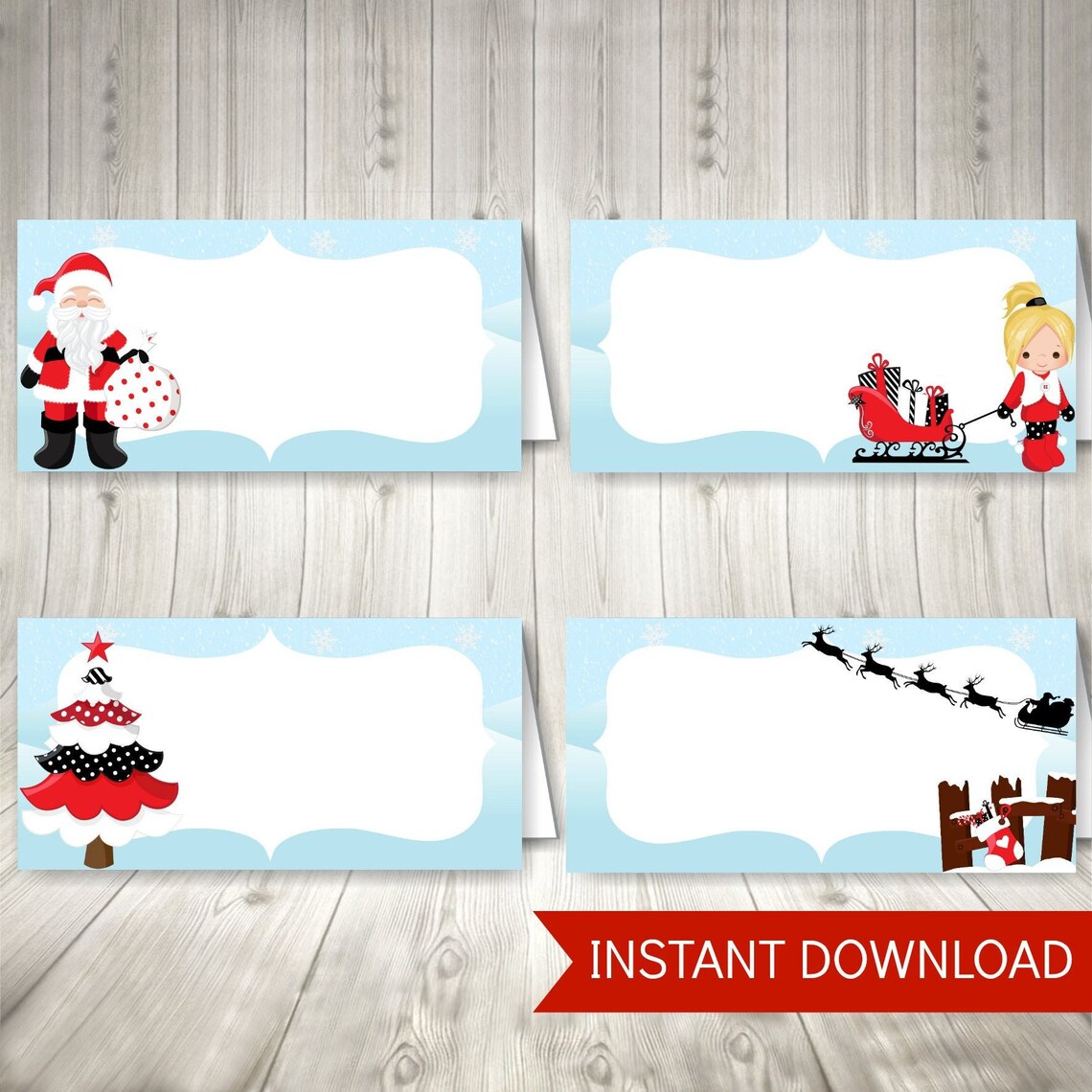 Christmas Place Cards Printable Buffet Labels Instant - Etsy