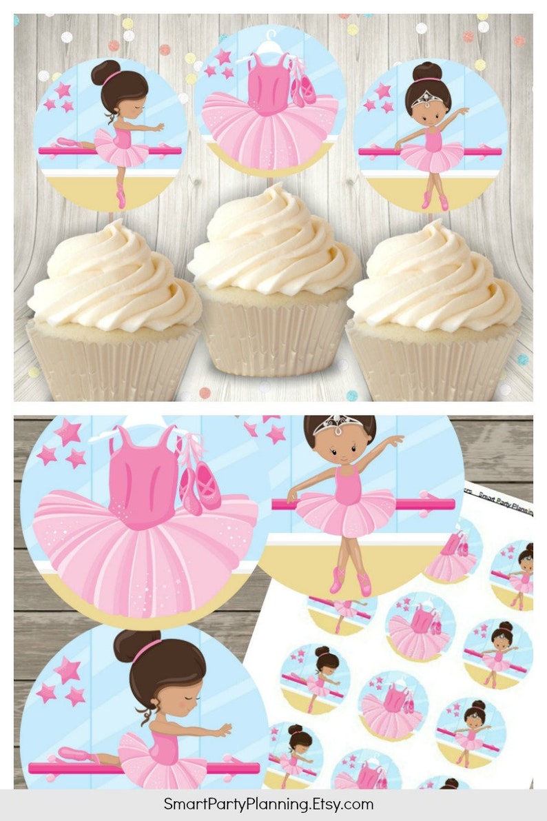 Ballerina Birthday Party Cupcake Toppers Printable Cupcake | Etsy