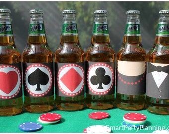 Casino Printable Beer Labels, Las Vegas, Beer Gift, Instant Download Printable PDF Files