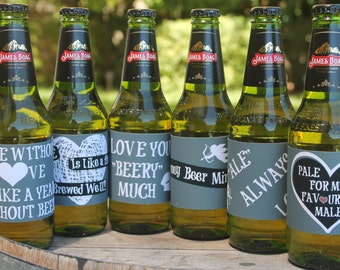 Valentines Day Printable Beer Labels, Beer Gift, Chalk Board, Instant Download